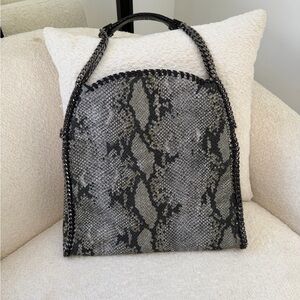 Steve Madden Gray and Black Snake-Print Chain Tote